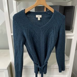 COPY - Ann Taylor LOFT blue sweater-ties at waist. Size S